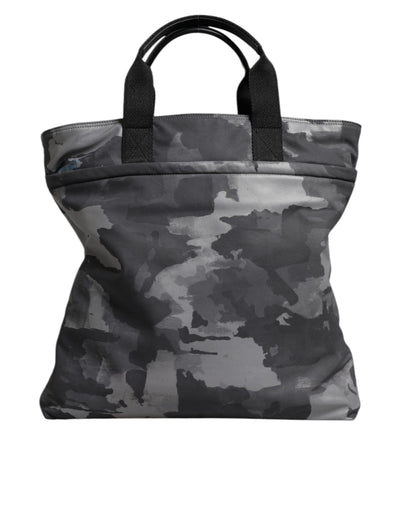 Sac fourre-tout en coton camouflage gris Dolce &amp; Gabbana à compartiments multiples