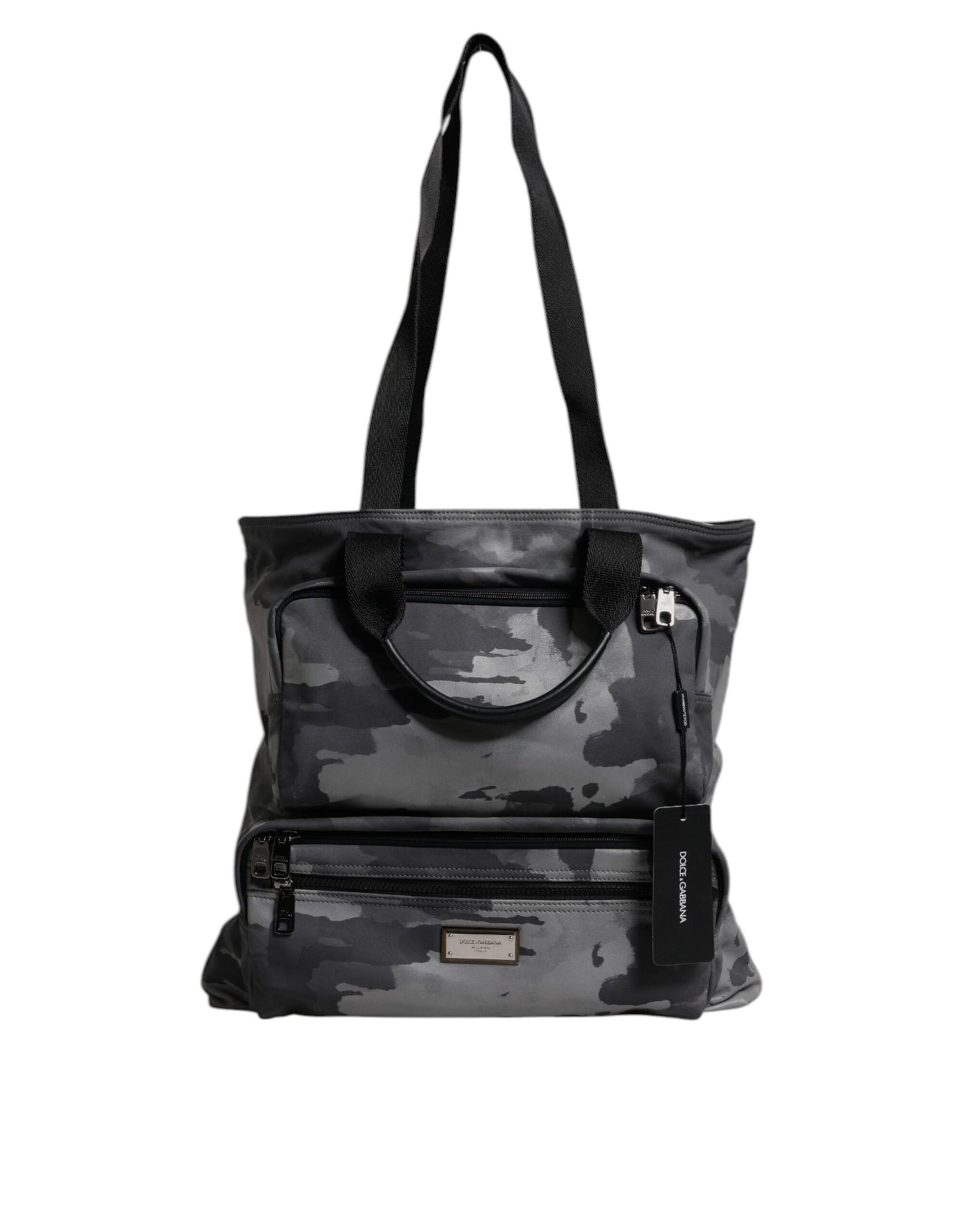 Sac fourre-tout en coton camouflage gris Dolce &amp; Gabbana à compartiments multiples