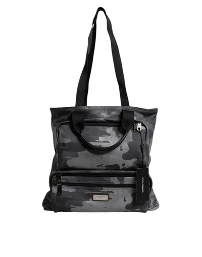 Sac fourre-tout en coton camouflage gris Dolce &amp; Gabbana à compartiments multiples