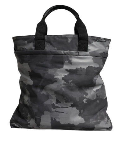 Sac fourre-tout en coton camouflage gris Dolce &amp; Gabbana à compartiments multiples