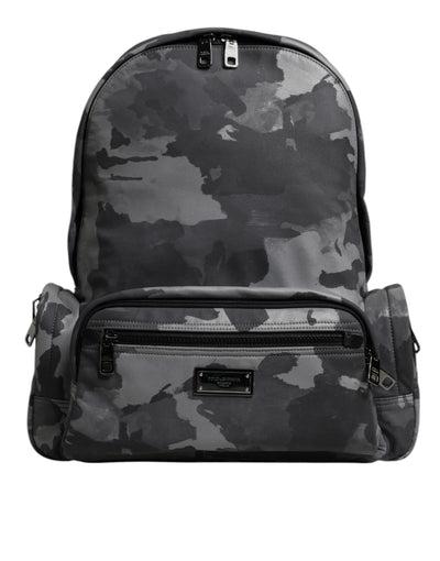 Sac à dos Dolce &amp; Gabbana en coton gris avec plaque logo camouflage