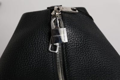 Dolce & Gabbana Black Calfskin Leather Hand Shoulder Duffle Bag