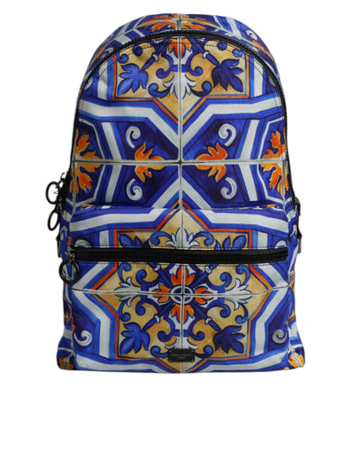 Sac à dos de voyage en nylon imprimé majolique multicolore Dolce &amp; Gabbana