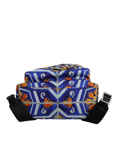 Sac à dos de voyage en nylon imprimé majolique multicolore Dolce &amp; Gabbana