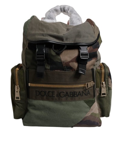 Sac à dos de voyage patchwork vert militaire Dolce &amp; Gabbana