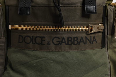 Sac à dos d'école patchwork vert militaire Dolce &amp; Gabbana