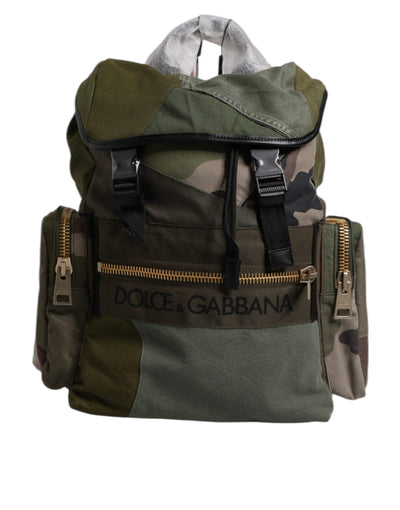 Sac à dos de voyage patchwork vert militaire Dolce &amp; Gabbana