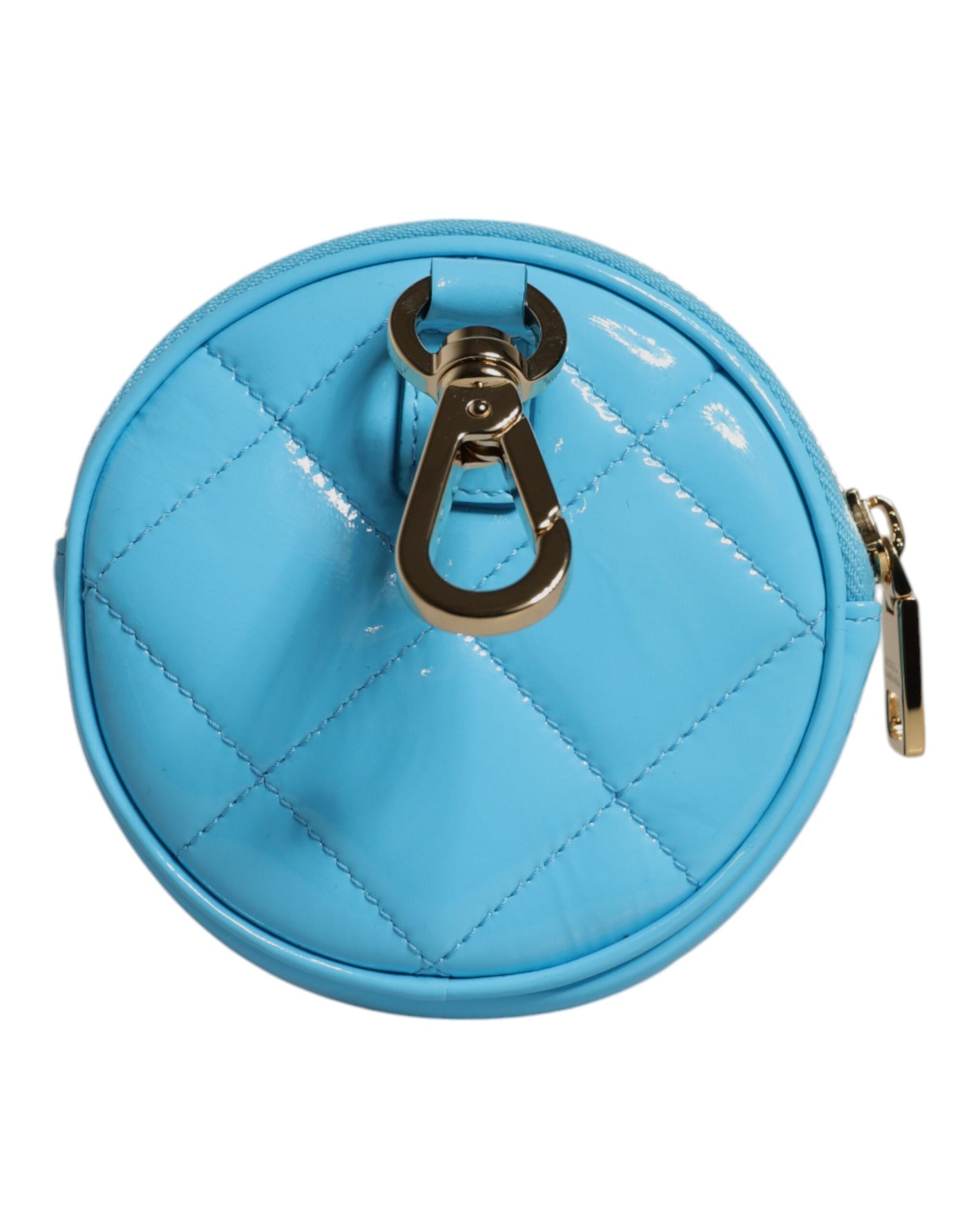 Dolce &amp; Gabbana lichtblauwe DG Crystal ronde portemonnee van lamsleer