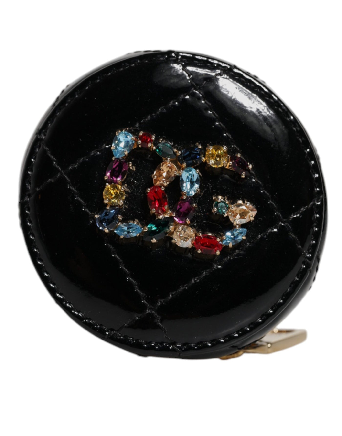 Dolce &amp; Gabbana zwarte DG Crystal ronde portemonnee van lamsleer
