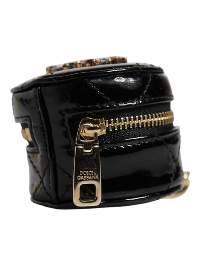 Dolce &amp; Gabbana zwarte DG Crystal ronde portemonnee van lamsleer