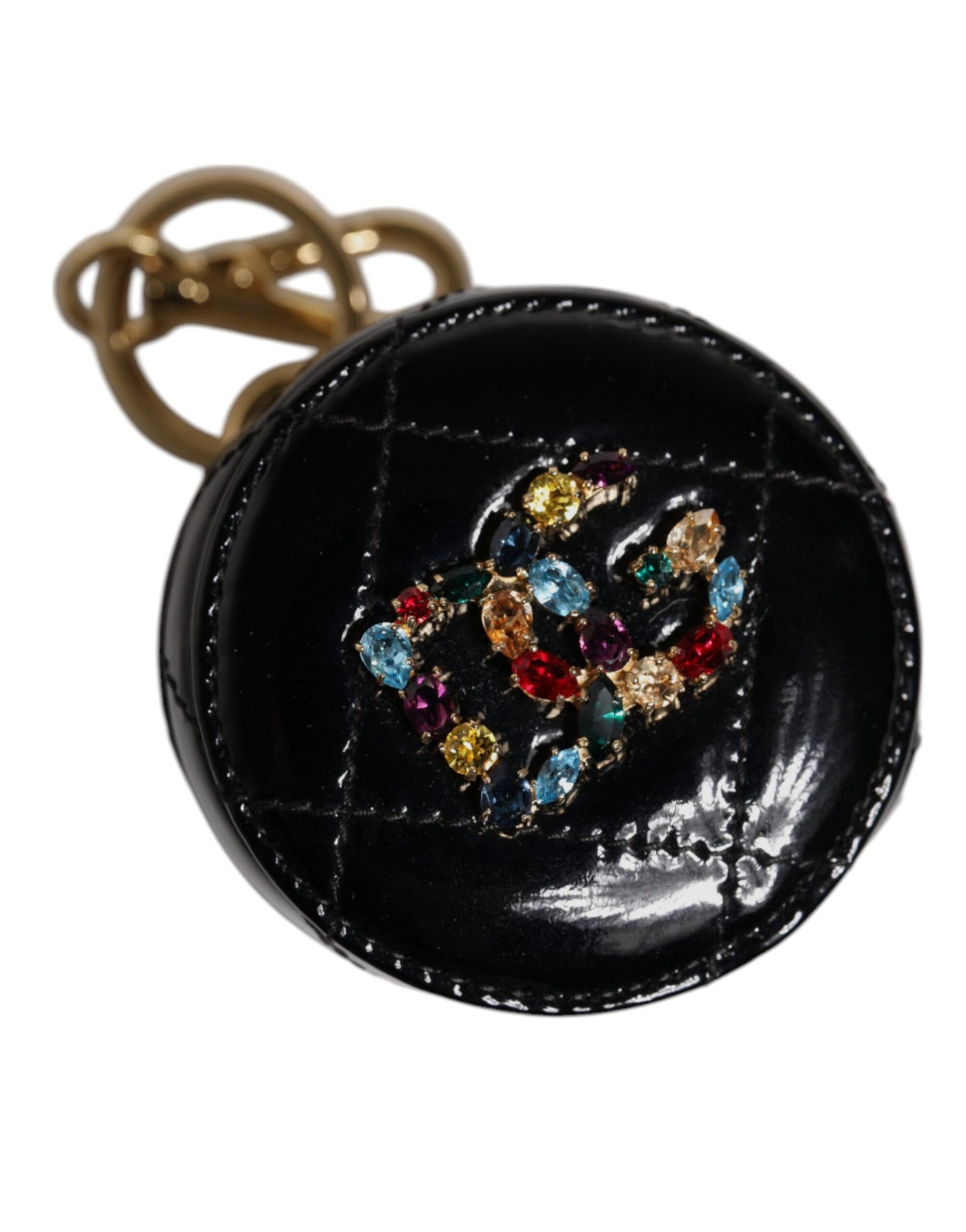Dolce &amp; Gabbana zwarte DG Crystal ronde portemonnee van lamsleer