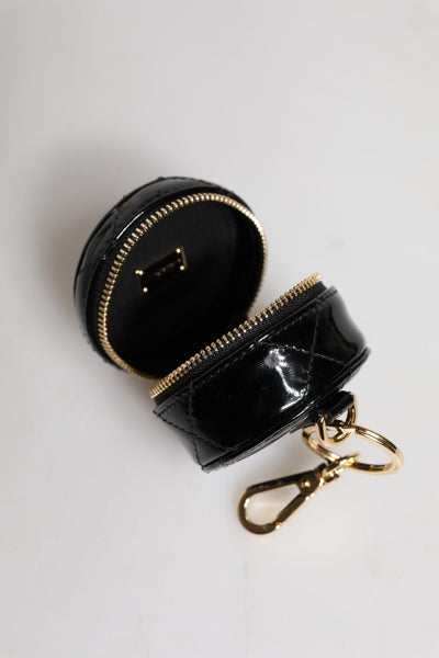Dolce &amp; Gabbana zwarte DG Crystal ronde portemonnee van lamsleer