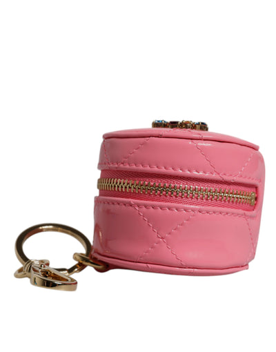 Dolce &amp; Gabbana roze lamsleren DG Crystal ronde portemonnee