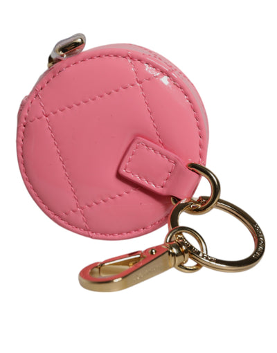 Dolce &amp; Gabbana roze lamsleren DG Crystal ronde portemonnee