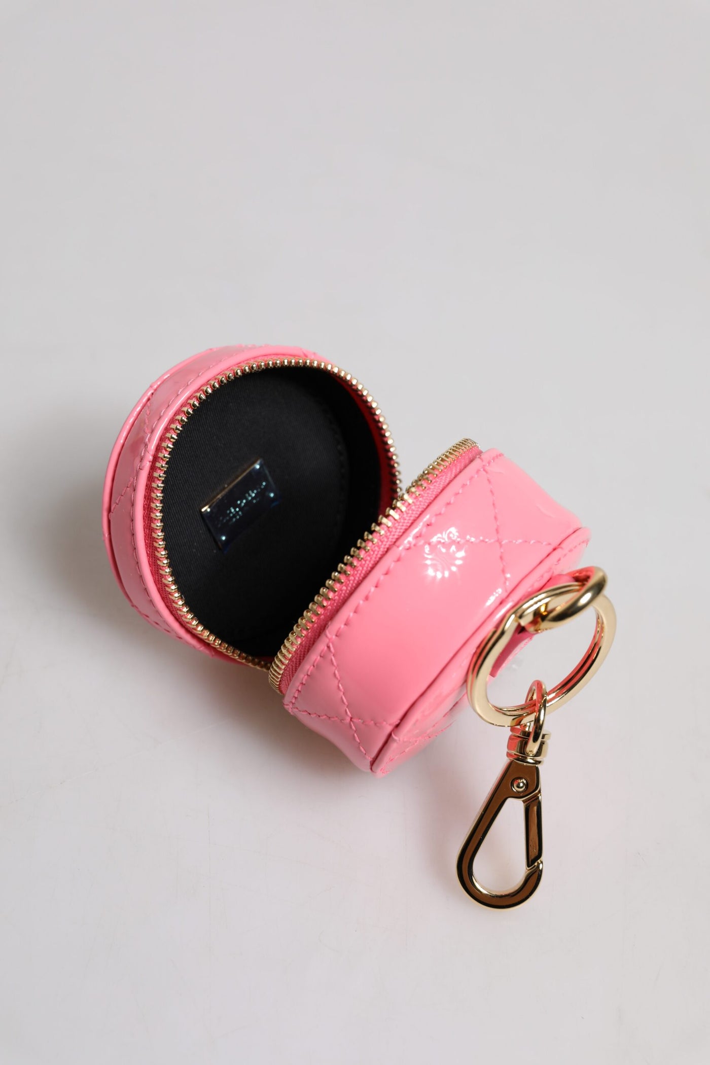 Dolce &amp; Gabbana roze lamsleren DG Crystal ronde portemonnee