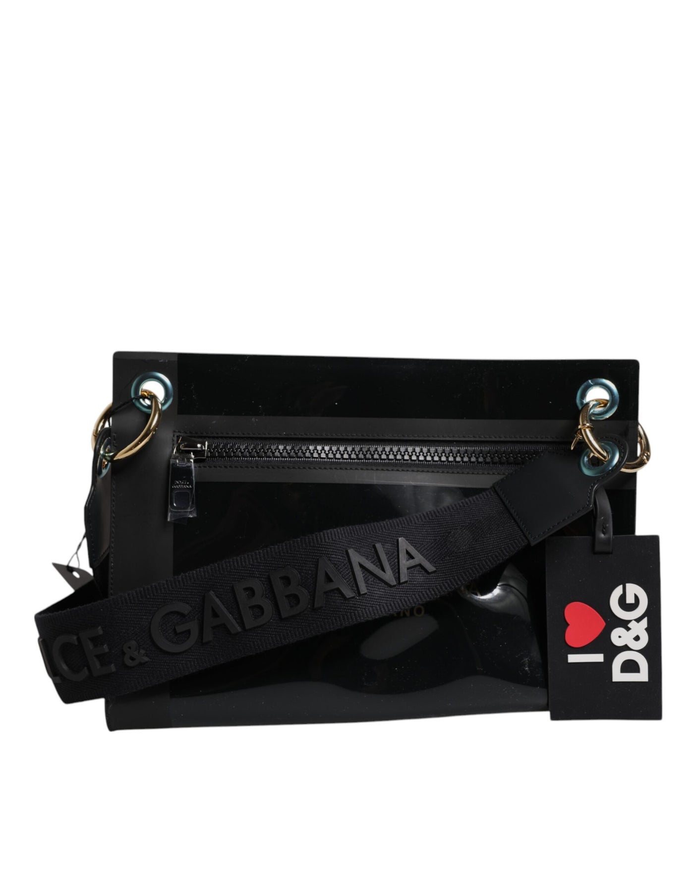 Sac à bandoulière en cuir PVC noir Dolce &amp; Gabbana
