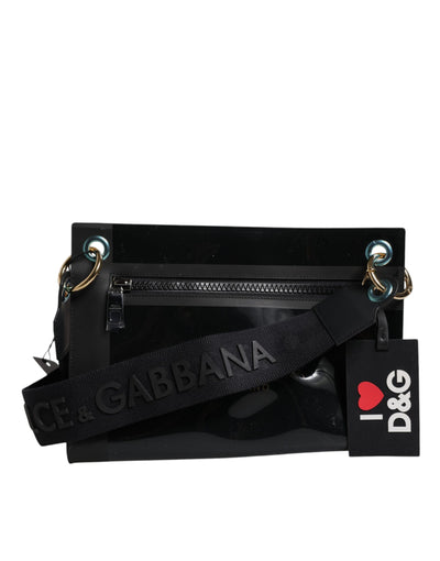 Sac à bandoulière en cuir PVC noir Dolce &amp; Gabbana