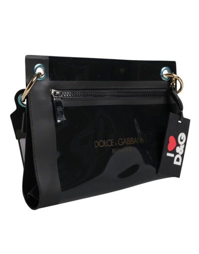 Sac à bandoulière en cuir PVC noir Dolce &amp; Gabbana