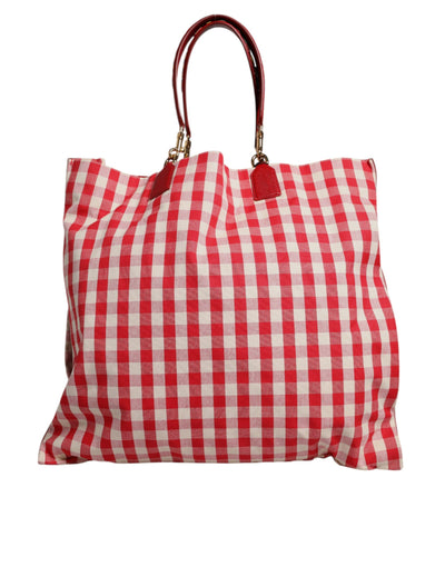 Sac cabas en coton à carreaux rouges Dolce &amp; Gabbana
