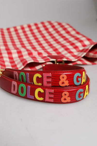 Sac cabas en coton à carreaux rouges Dolce &amp; Gabbana