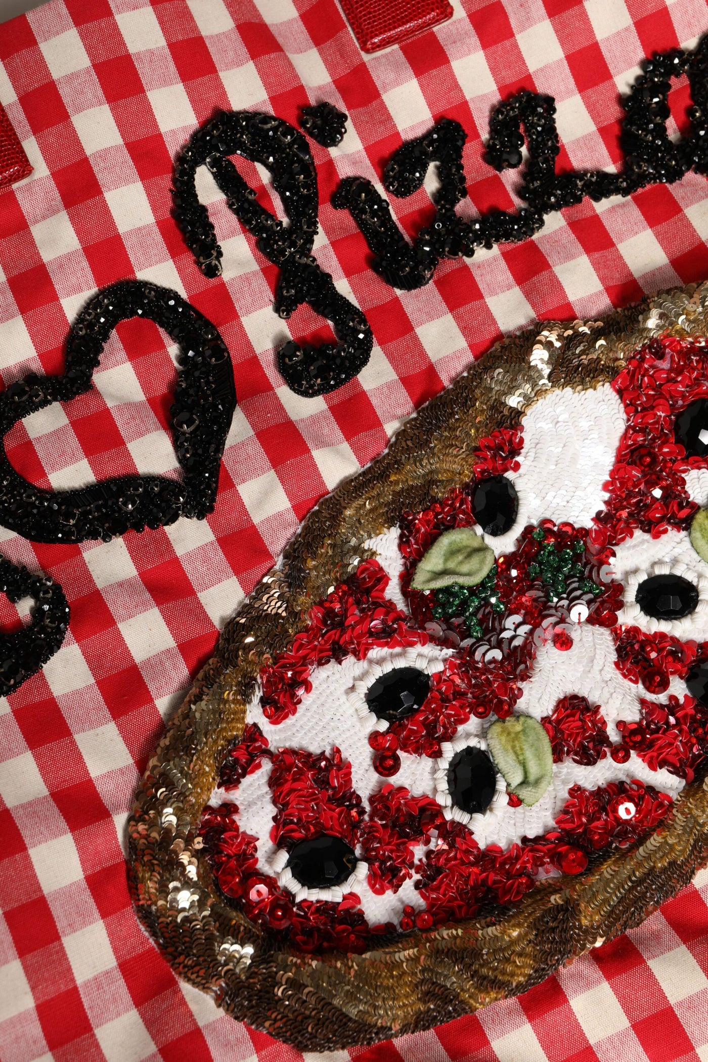 Sac cabas en coton à carreaux rouges Dolce &amp; Gabbana