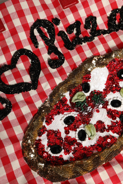 Sac cabas en coton à carreaux rouges Dolce &amp; Gabbana