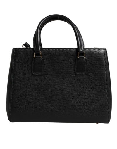 Sac à main à bandoulière Dolce &amp; Gabbana en cuir de veau noir avec plaque logo