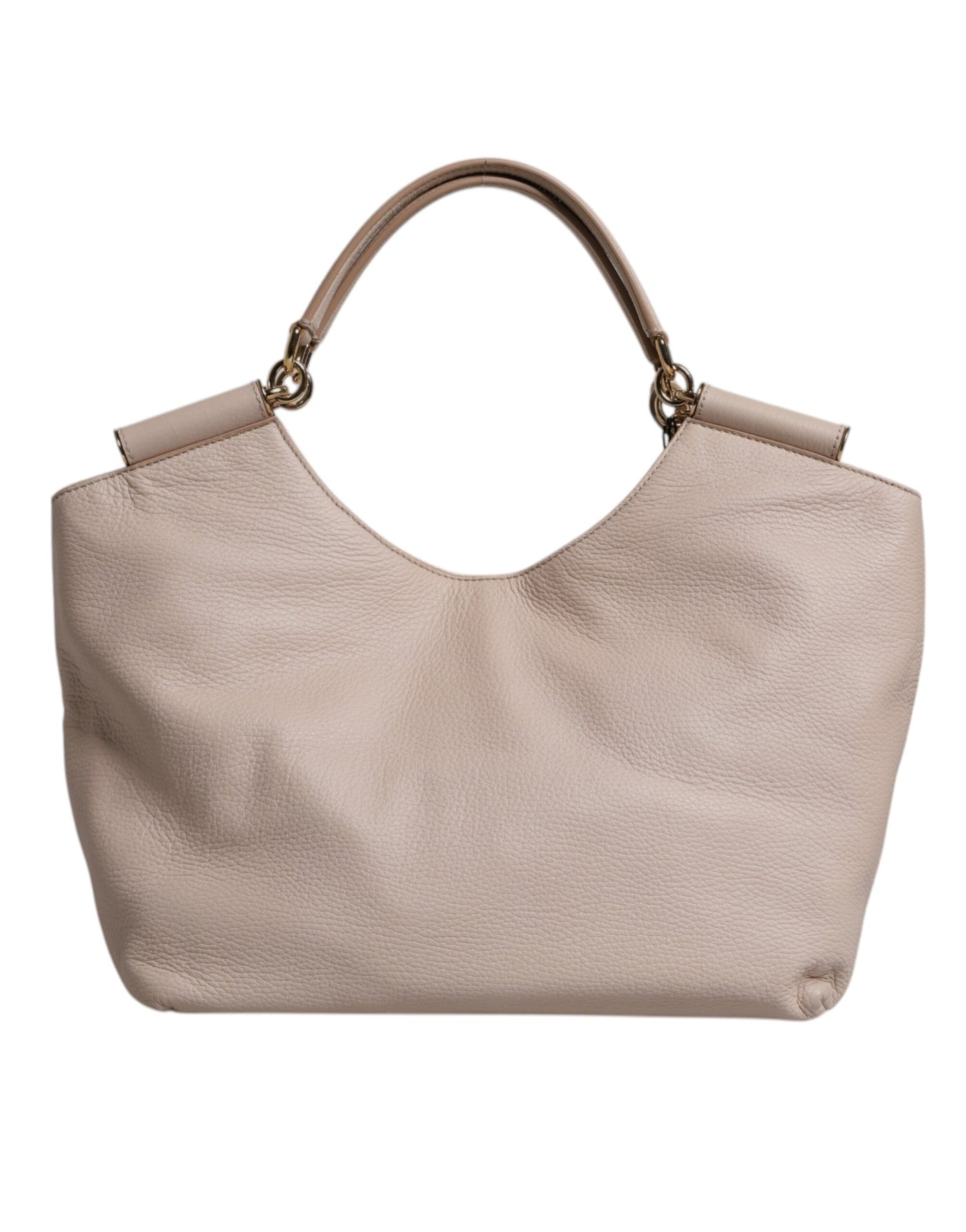 Sac fourre-tout à poignée supérieure en cuir de cerf rose clair Dolce &amp; Gabbana avec plaque logo
