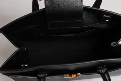 Grand sac à bandoulière en cuir noir Versace avec poignée supérieure