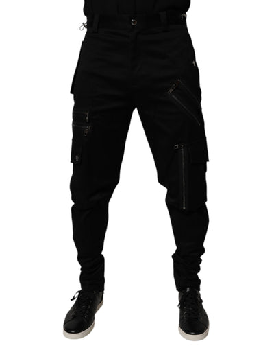 Pantalon cargo fuselé en coton noir Dolce &amp; Gabbana