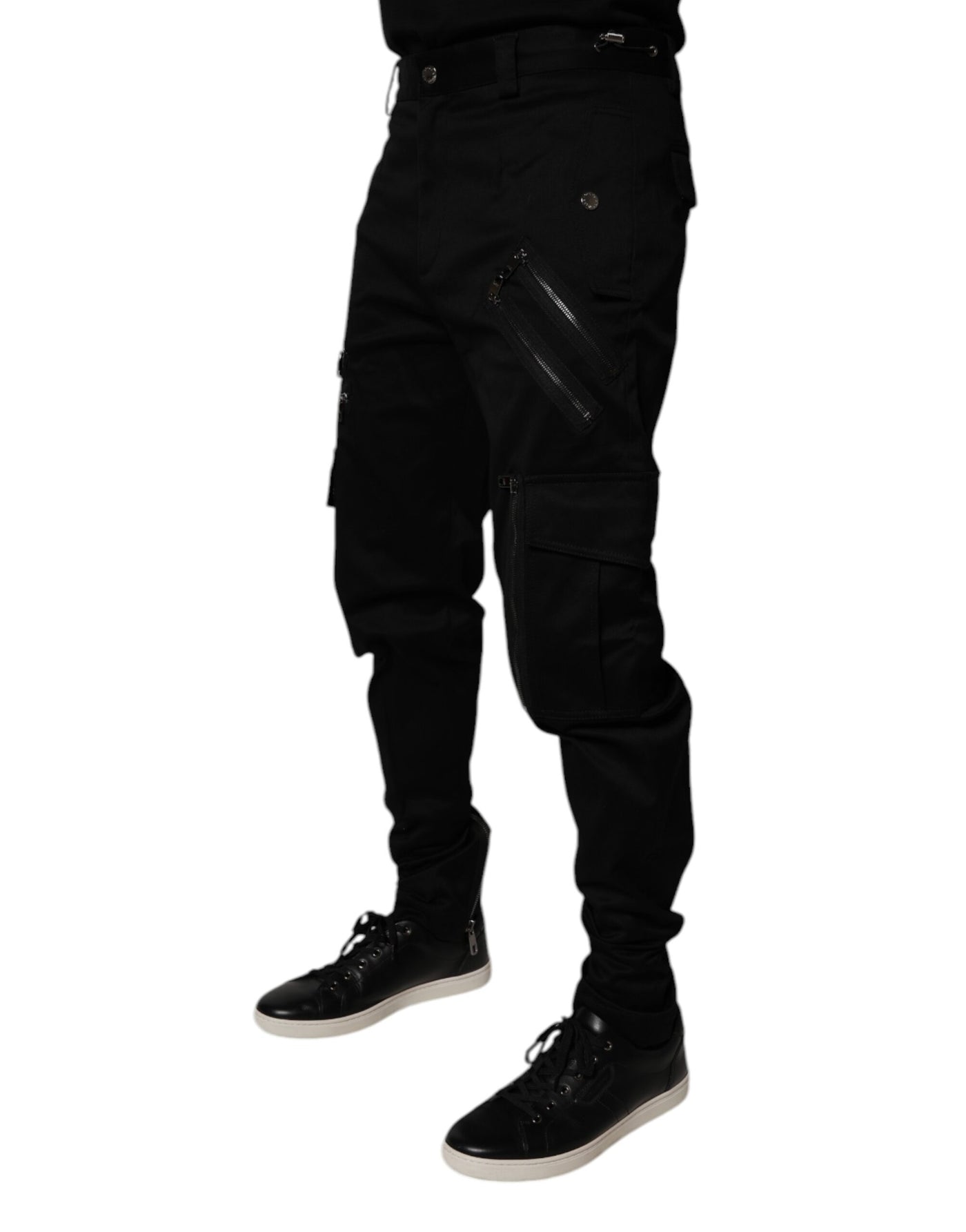 Pantalon cargo fuselé en coton noir Dolce &amp; Gabbana