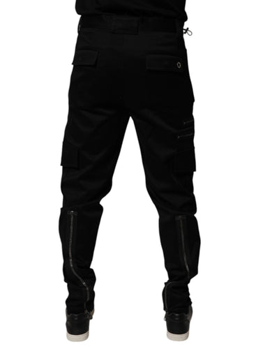 Pantalon cargo fuselé en coton noir Dolce &amp; Gabbana