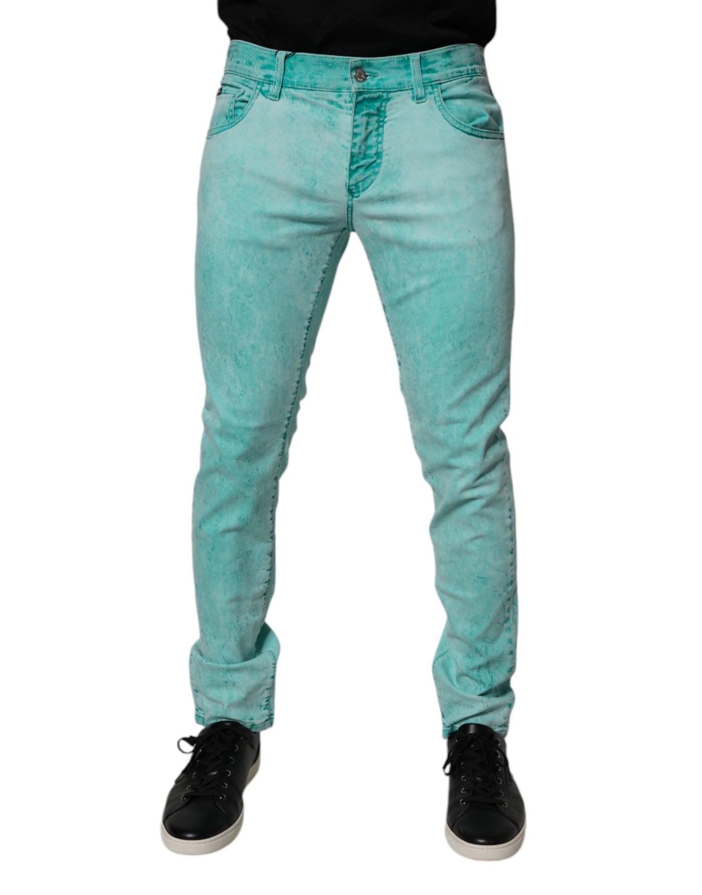 Jean skinny vert tie-dye en coton Dolce &amp; Gabbana pour homme