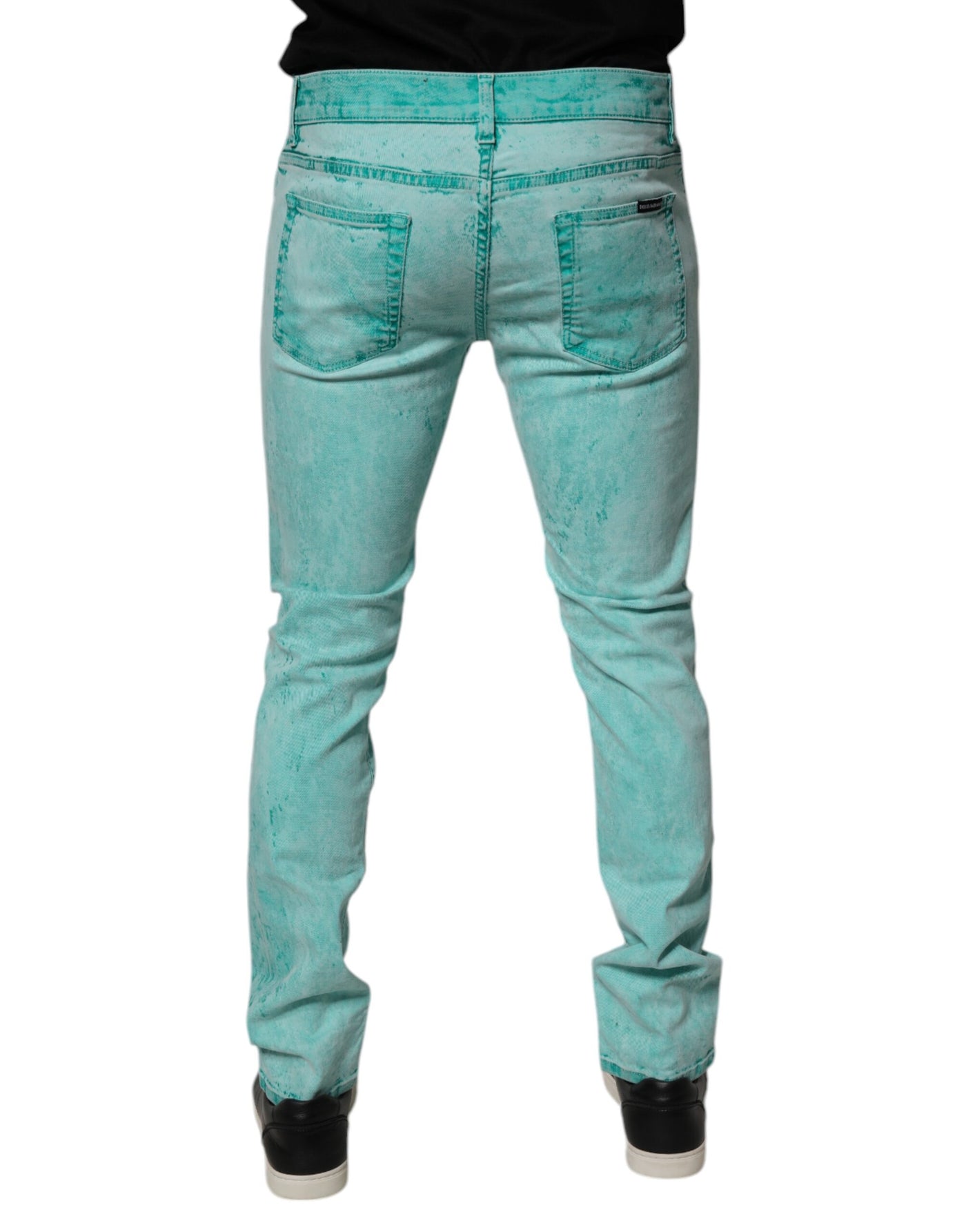 Jean skinny vert tie-dye en coton Dolce &amp; Gabbana pour homme