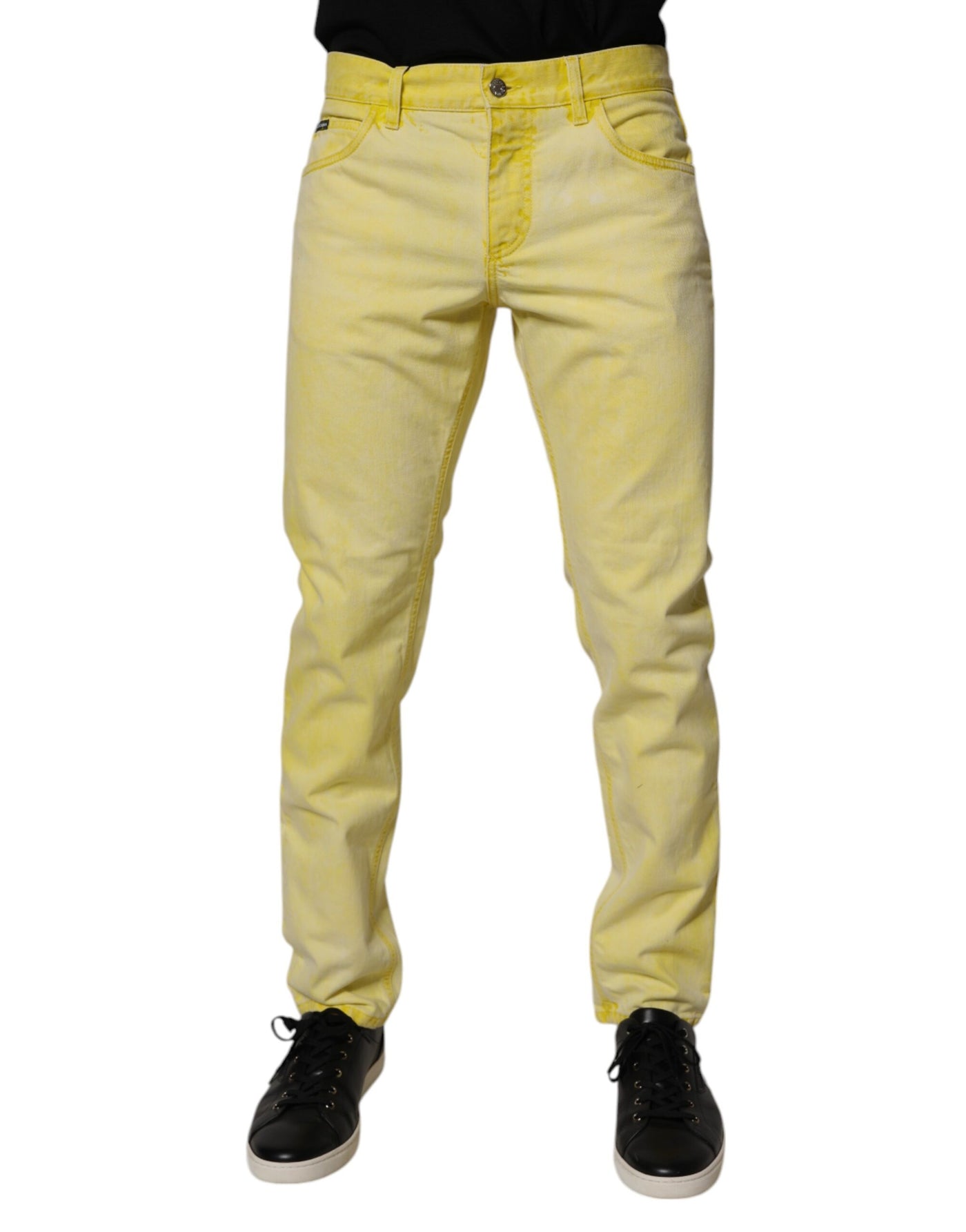 Jean skinny en coton stretch jaune Dolce &amp; Gabbana pour homme