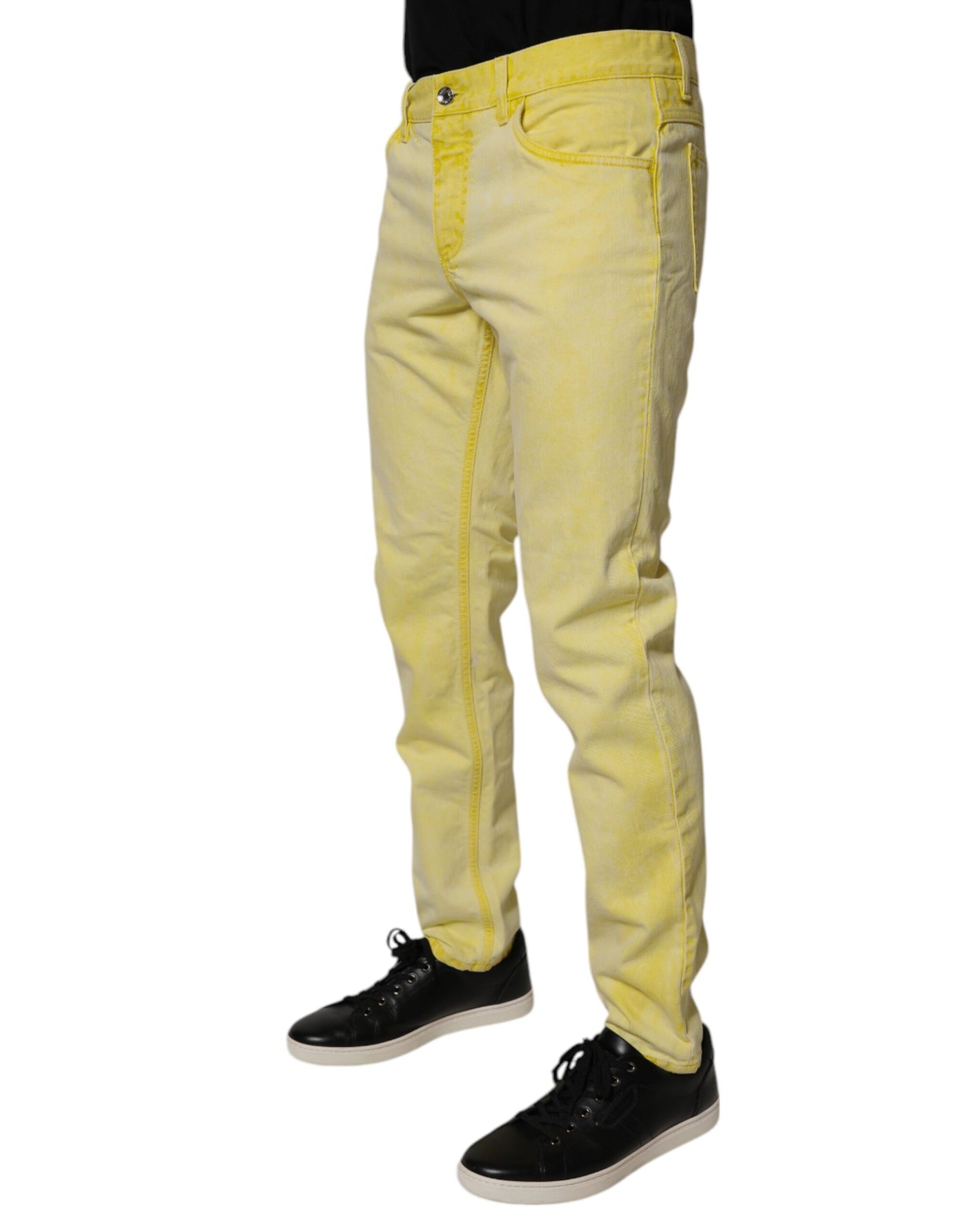 Jean skinny en coton stretch jaune Dolce &amp; Gabbana pour homme