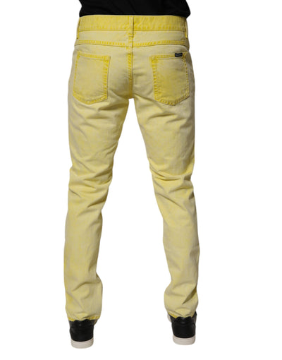 Jean skinny en coton stretch jaune Dolce &amp; Gabbana pour homme