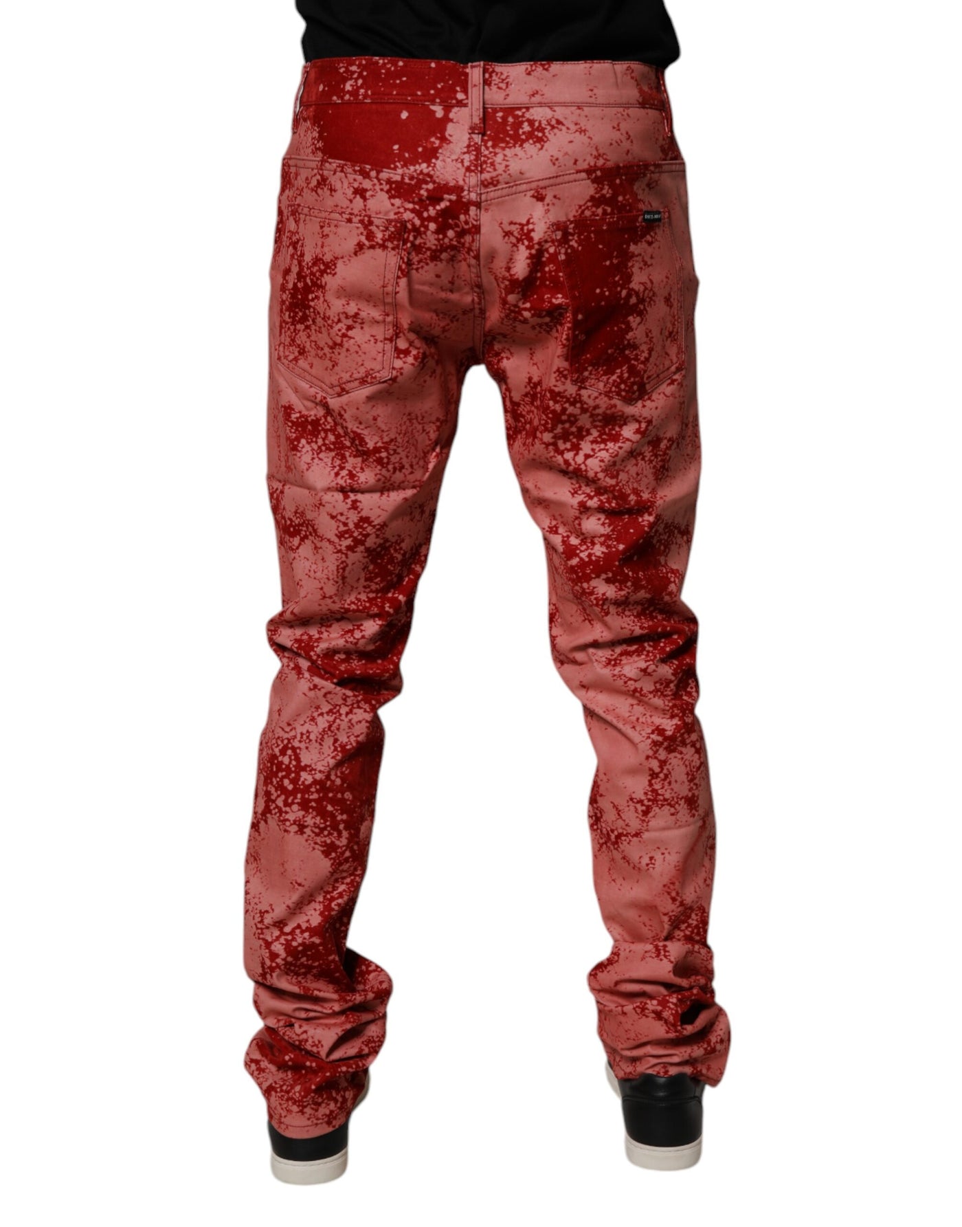 Jean skinny en coton tie-dye rouge Dolce &amp; Gabbana pour homme