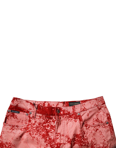 Jean skinny en coton tie-dye rouge Dolce &amp; Gabbana pour homme