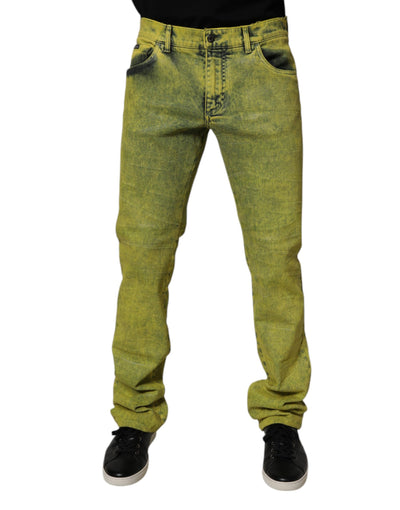 Jean skinny en coton stretch jaune Dolce &amp; Gabbana pour homme