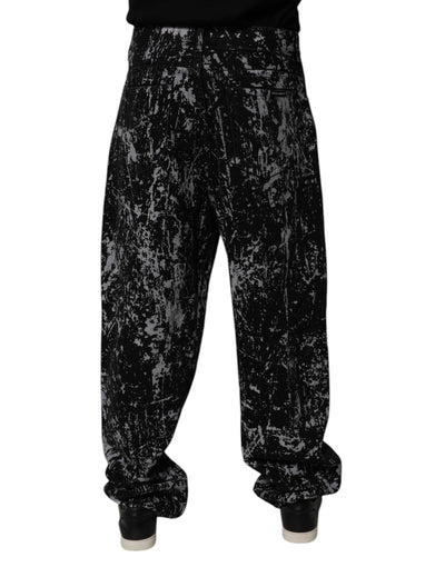 Jean droit en coton tie-dye noir Dolce &amp; Gabbana pour homme