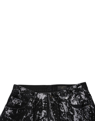 Jean droit en coton tie-dye noir Dolce &amp; Gabbana pour homme
