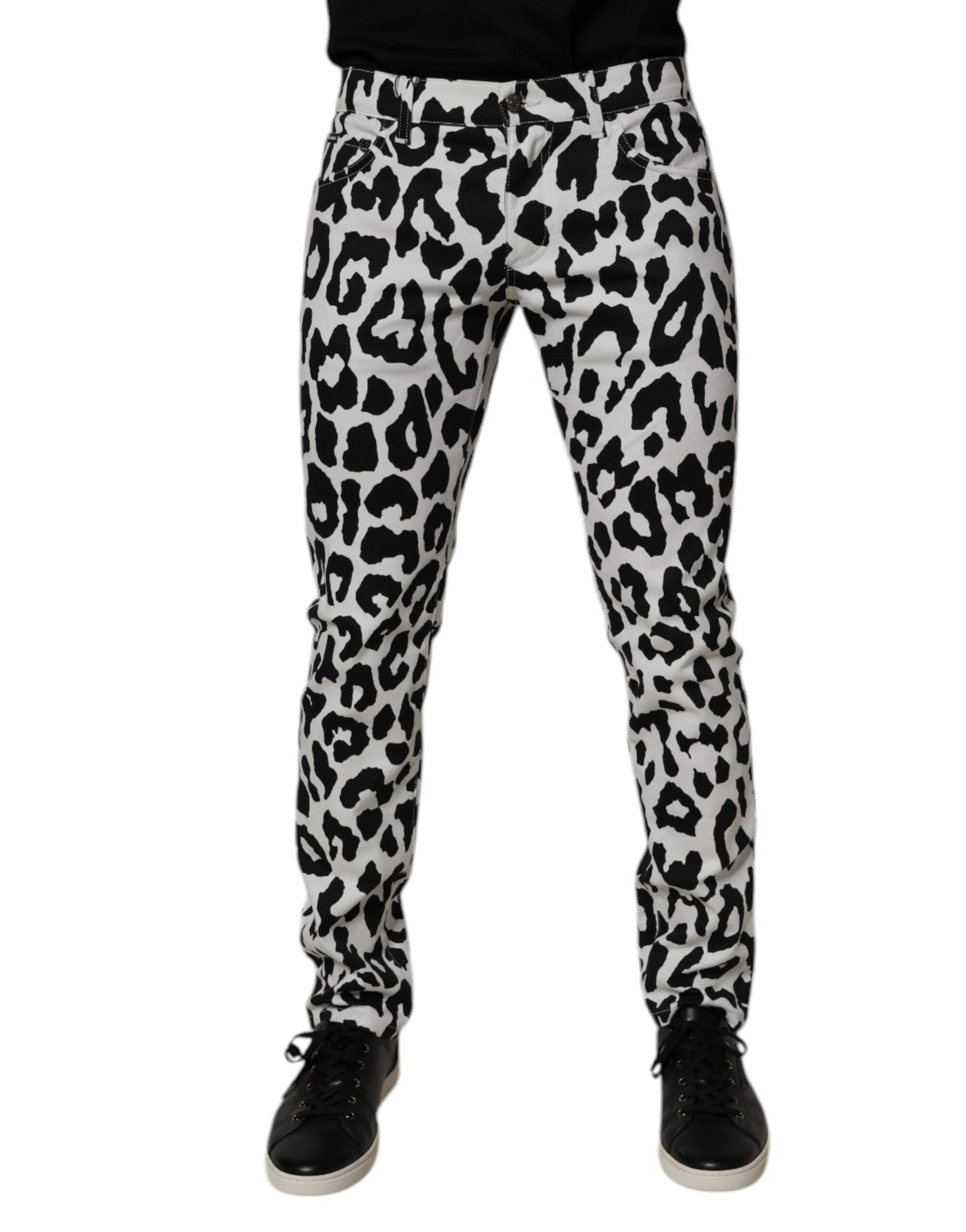 Jean skinny en coton blanc à imprimé léopard Dolce &amp; Gabbana