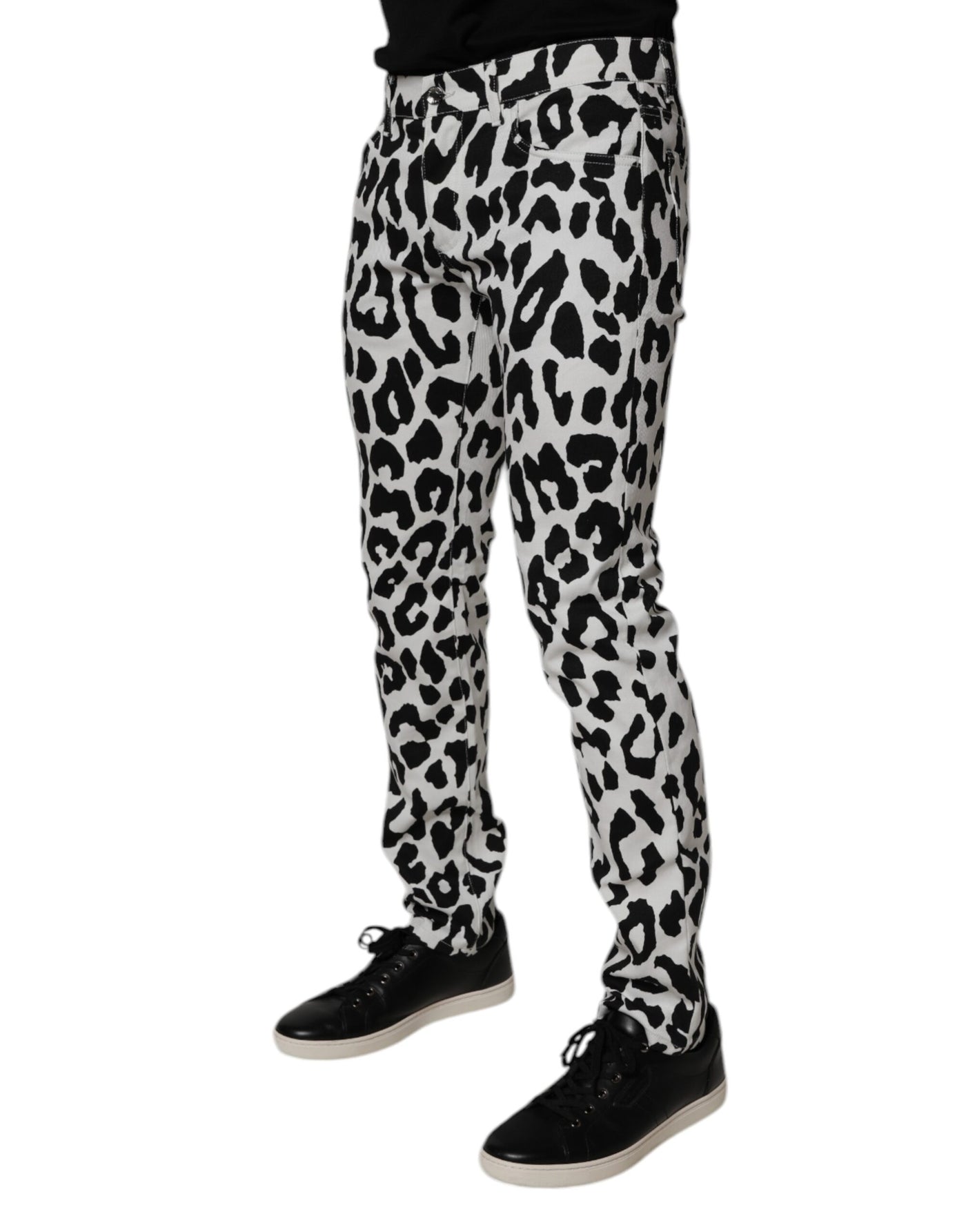 Jean skinny en coton blanc à imprimé léopard Dolce &amp; Gabbana