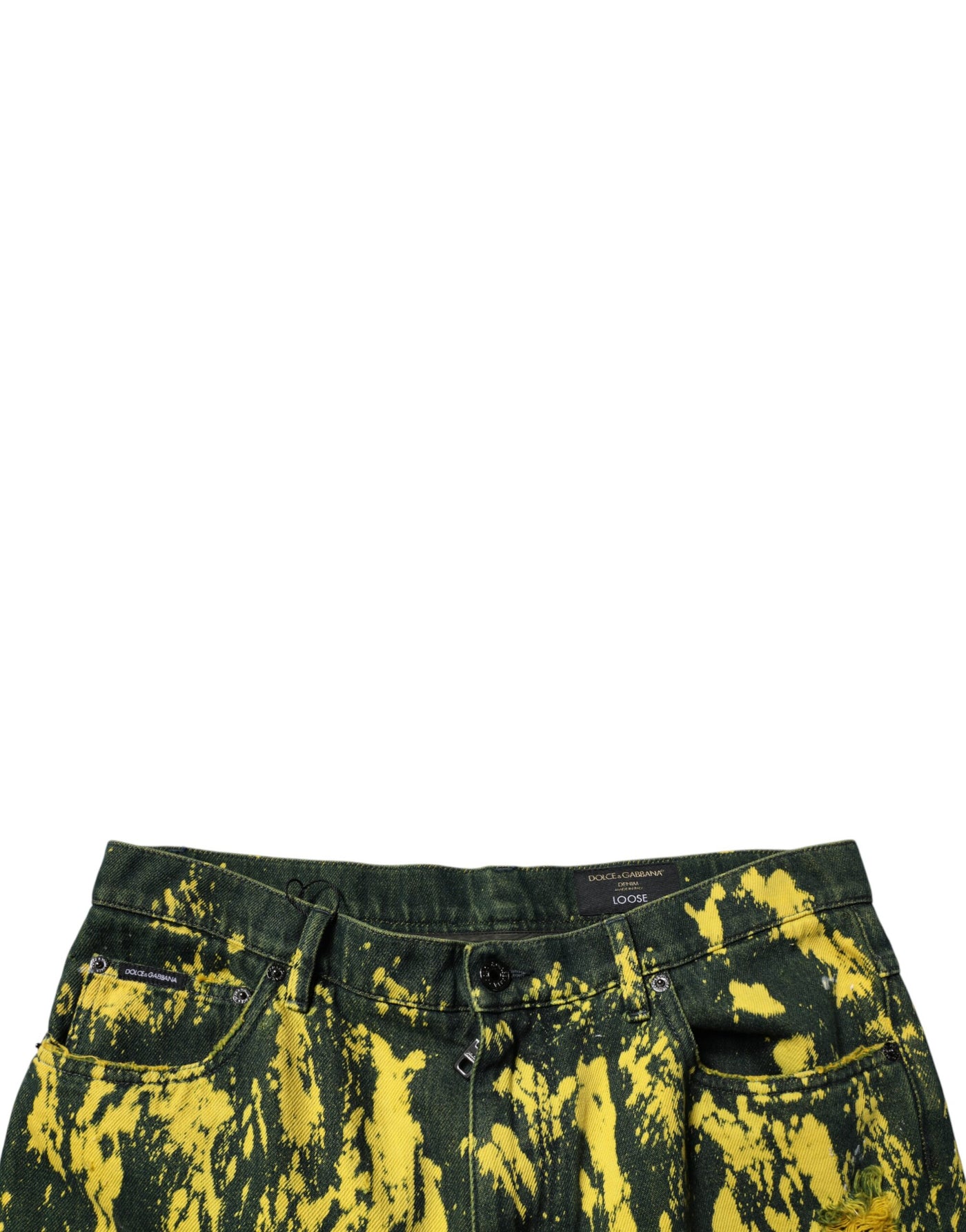 Jean skinny en denim noir et jaune effet tie-dye Dolce &amp; Gabbana pour homme