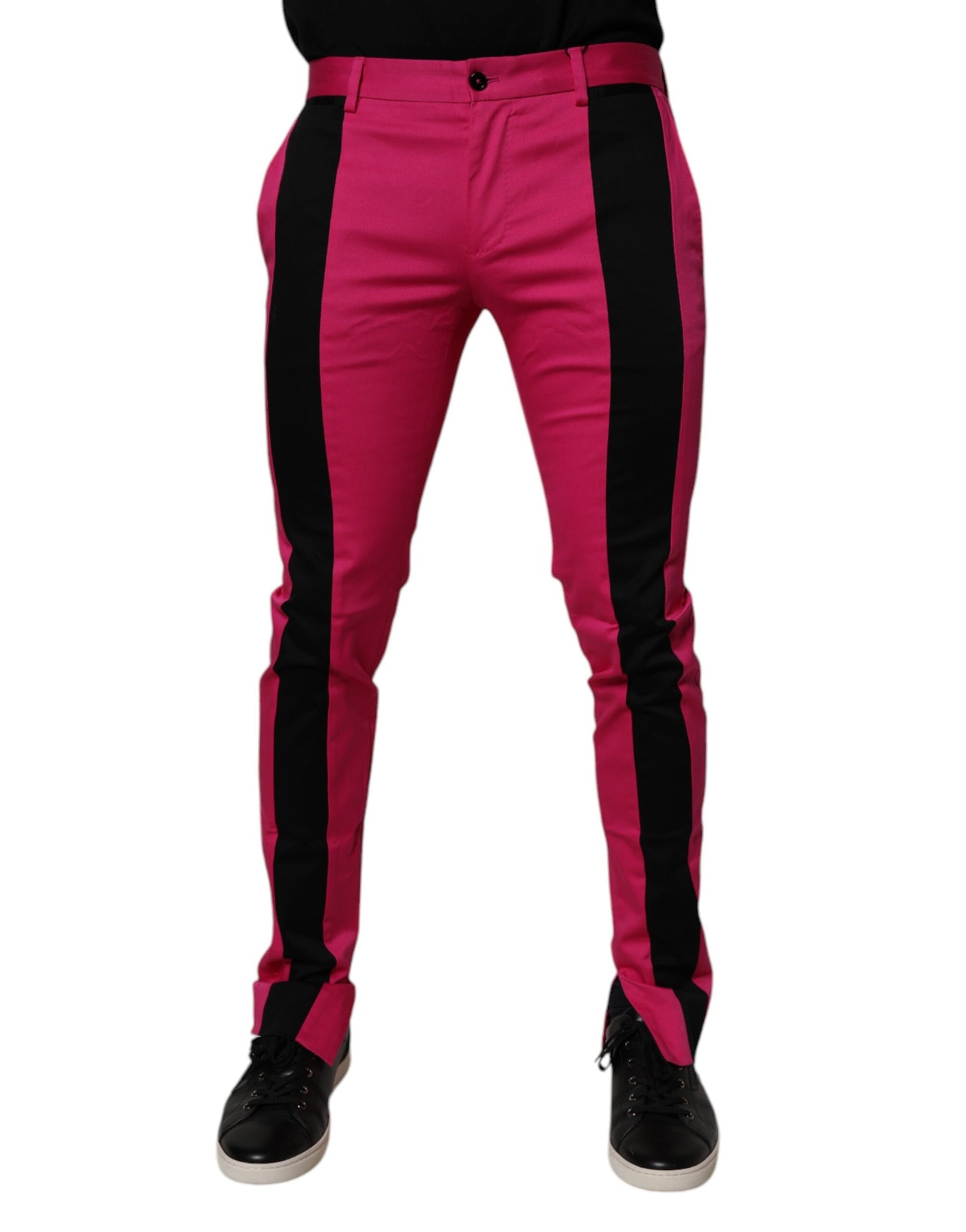 Pantalon slim à rayures roses et noires Dolce &amp; Gabbana pour homme