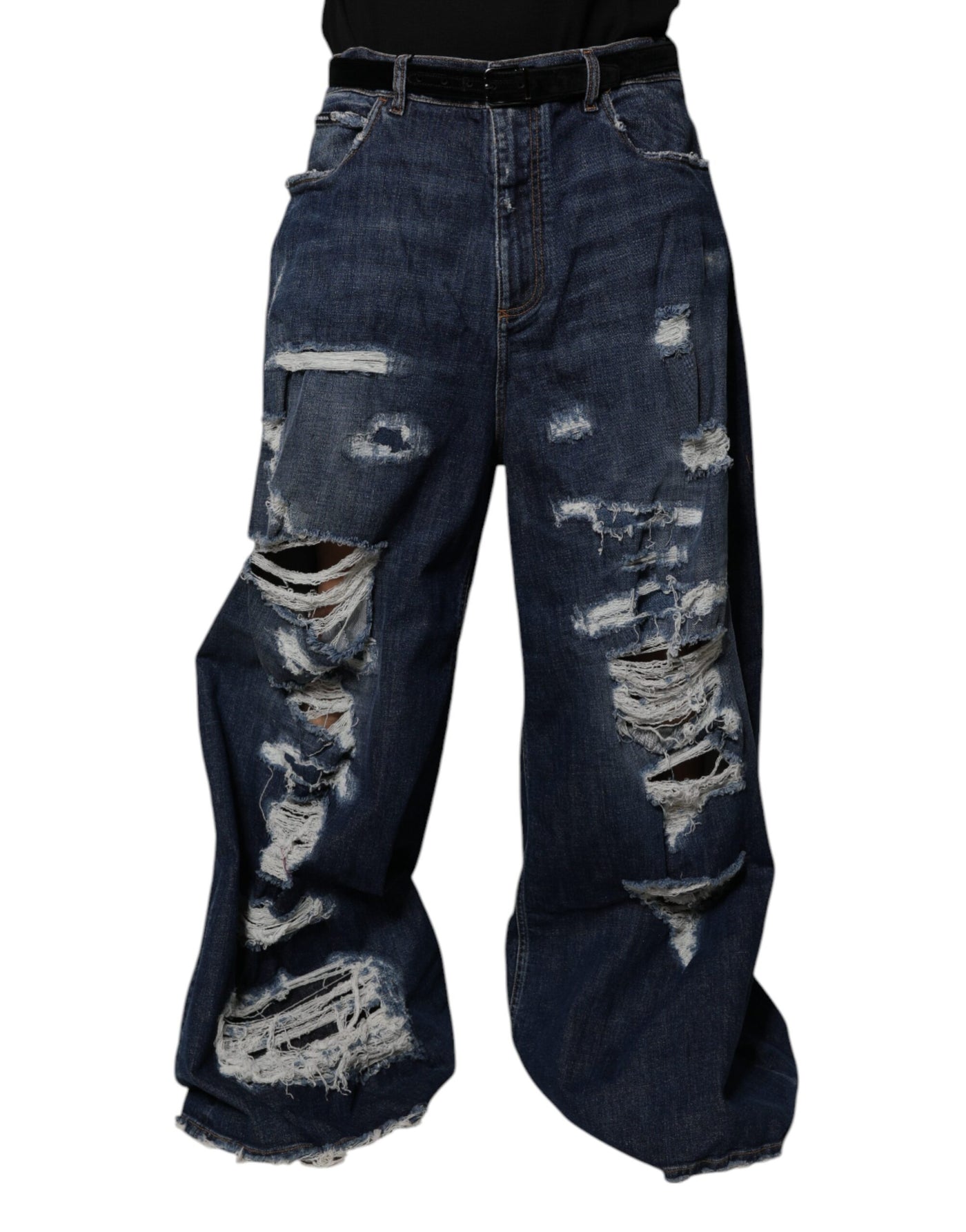 Jean large bleu foncé en denim Dolce &amp; Gabbana pour homme