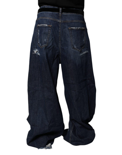 Jean large bleu foncé en denim Dolce &amp; Gabbana pour homme