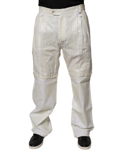 Jean droit taille moyenne en lin blanc Dolce &amp; Gabbana pour homme
