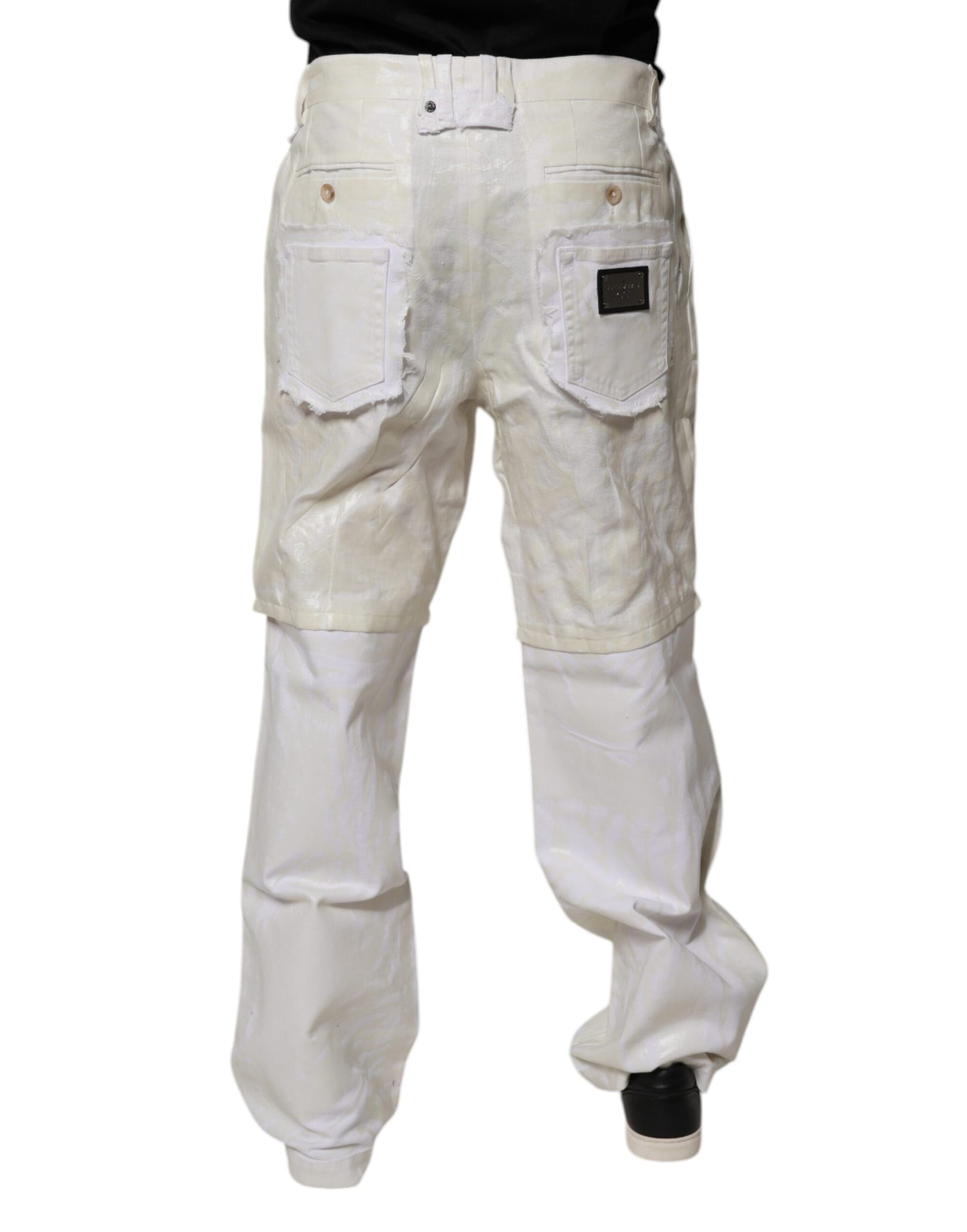 Jean droit taille moyenne en lin blanc Dolce &amp; Gabbana pour homme